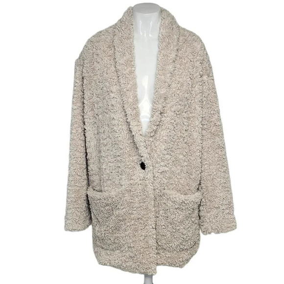 Wilfred Jackets & Blazers - Wilfred Cream Teddy Jacket with Shawl Collar